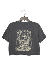 Feminism Dragon Fantasy Crop Tee For Women