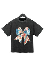 Coquette 4th Of July American Girl Washed Crop Top For Women