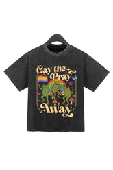 Gay The Pray Away Frog Washed Crop Top For Women