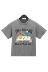 Time To Read A Book And Space Out Washed Crop Top