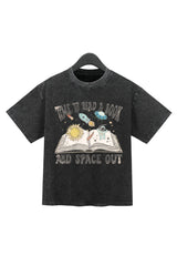 Time To Read A Book And Space Out Washed Crop Top
