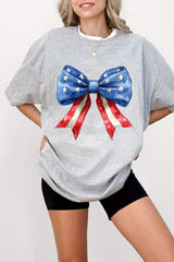 American Bow Independence Day Patriotic Fourth of July American Flag Tee For Women
