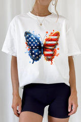 USA Floral Butterfly Teacher Tee For Women