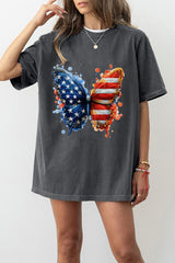 USA Floral Butterfly Teacher Tee For Women