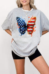 USA Floral Butterfly Teacher Tee For Women