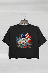 Flower National Flag Teacher Crop Tee For Women