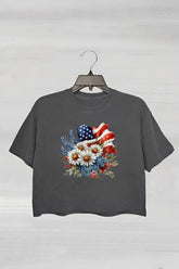 Flower National Flag Teacher Crop Tee For Women