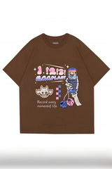 Selfie CartoonSkeleton Creative Funny Tee For Women