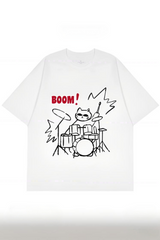 BOOM Creative Hand-Painted Rock Drum Cat Tee