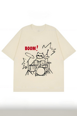 BOOM Creative Hand-Painted Rock Drum Cat Tee