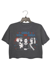 Girls Will Be Girls 4th Of July Independence Day Crop Top For Women
