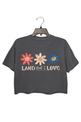 Land That I Love Floral Retro Crop Top For Women