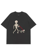 Skeleton Dog Owner Walking The Dog Tee For Women