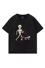 Skeleton Dog Owner Walking The Dog Tee For Women