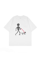 Skeleton Dog Owner Walking The Dog Tee For Women