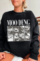 Trendy Moo Deng Graphic Pullover Hippo Design for Women