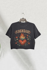 Vintage Fire-Heart Crop Tee for Women To Whatever End