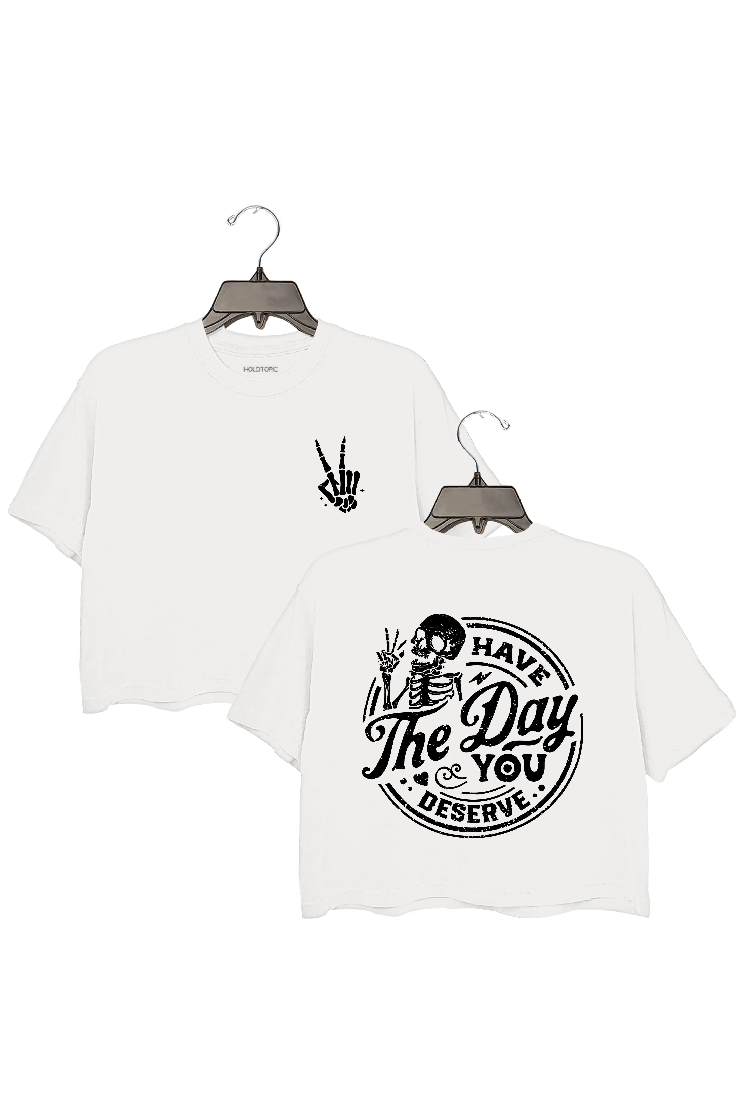 Have The Day You Deserve Gray Round Neck Crop Top For Women