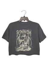 Feminism Dragon Fantasy Crop Tee For Women