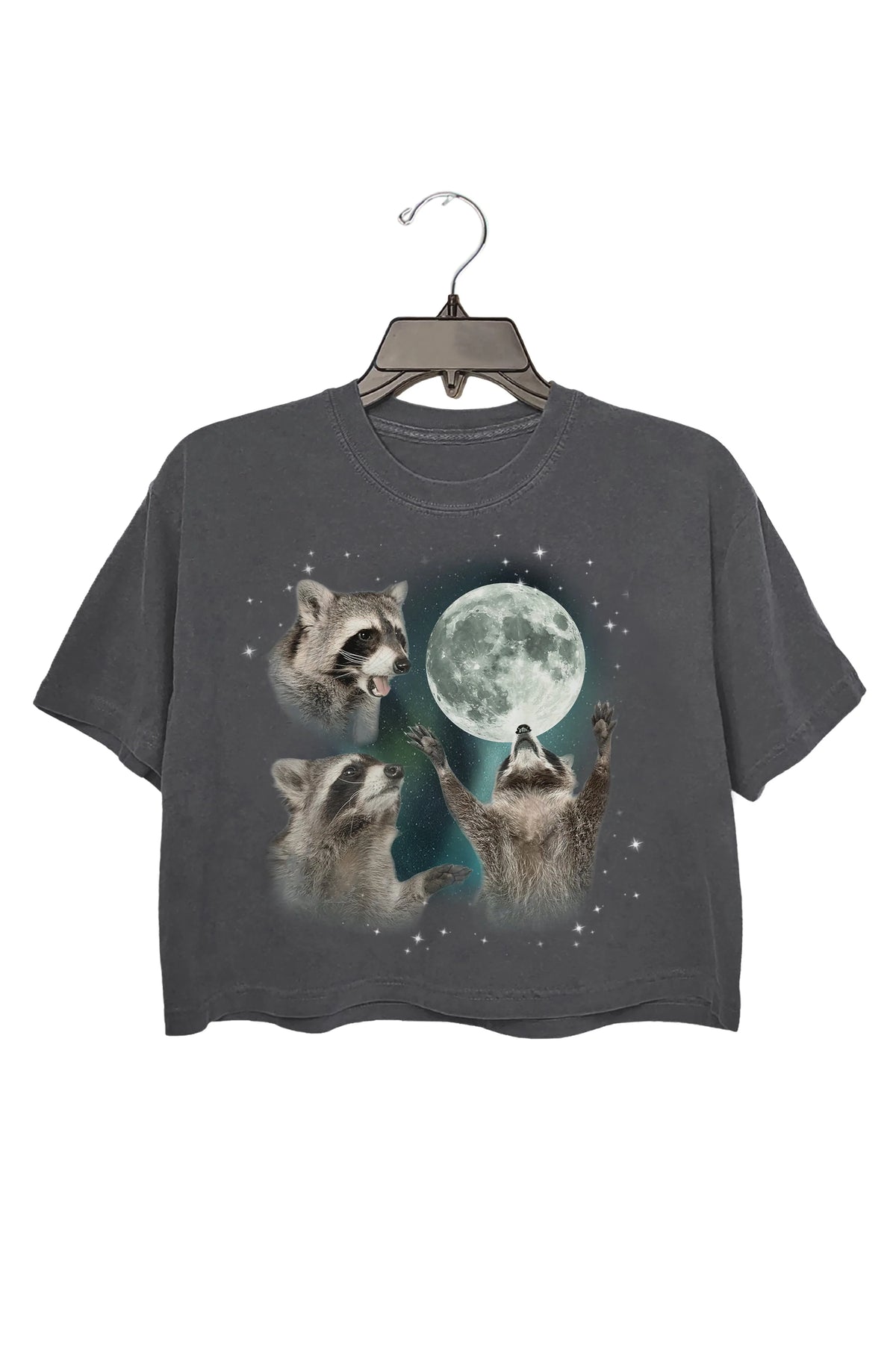 Three Raccoons Vintage Graphic Crop Top For Women