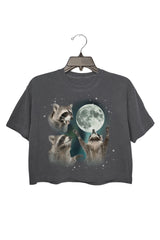 Three Raccoons Vintage Graphic Crop Top For Women