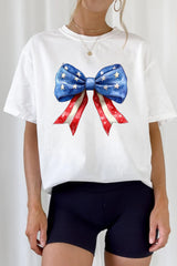 American Bow Independence Day Patriotic Fourth of July American Flag Tee For Women