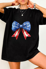 American Bow Independence Day Patriotic Fourth of July American Flag Tee For Women