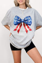 American Bow Independence Day Patriotic Fourth of July American Flag Tee For Women