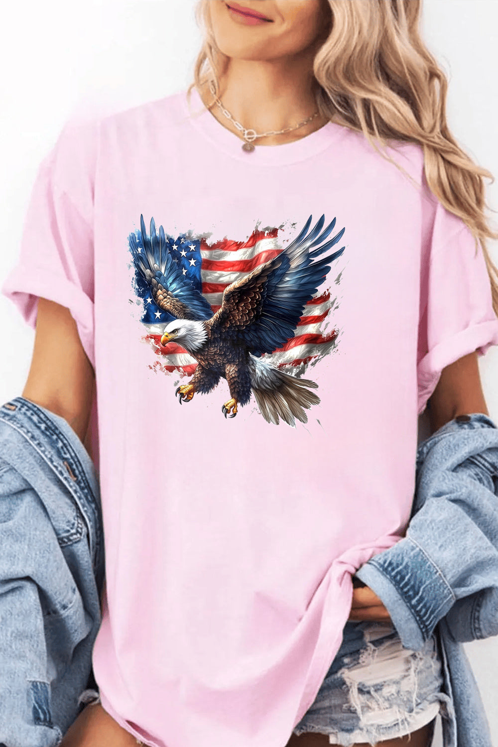Eagle Independence Day Patriotic Fourth of July American Flag Tee For Women