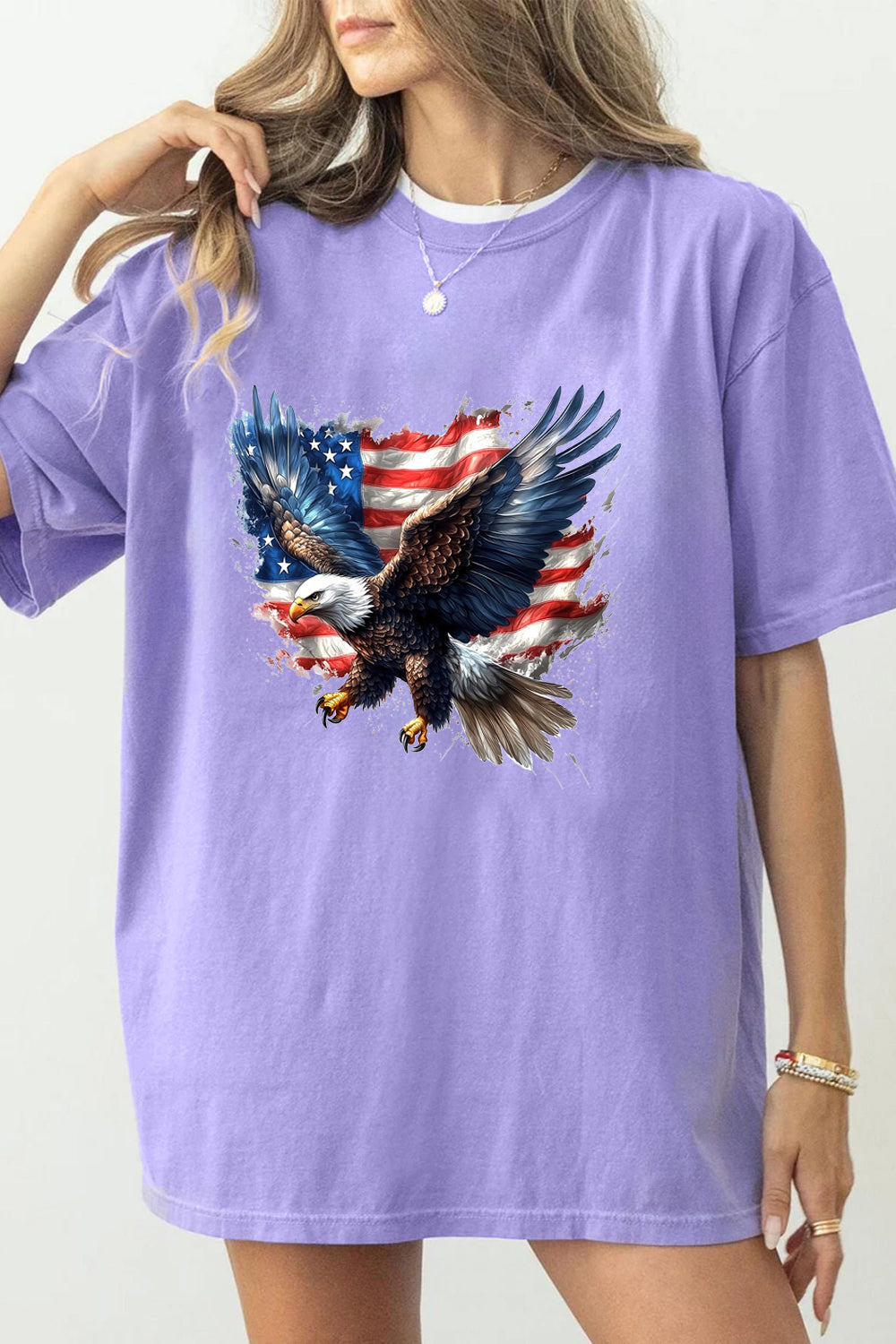 Eagle Independence Day Patriotic Fourth of July American Flag Tee For Women
