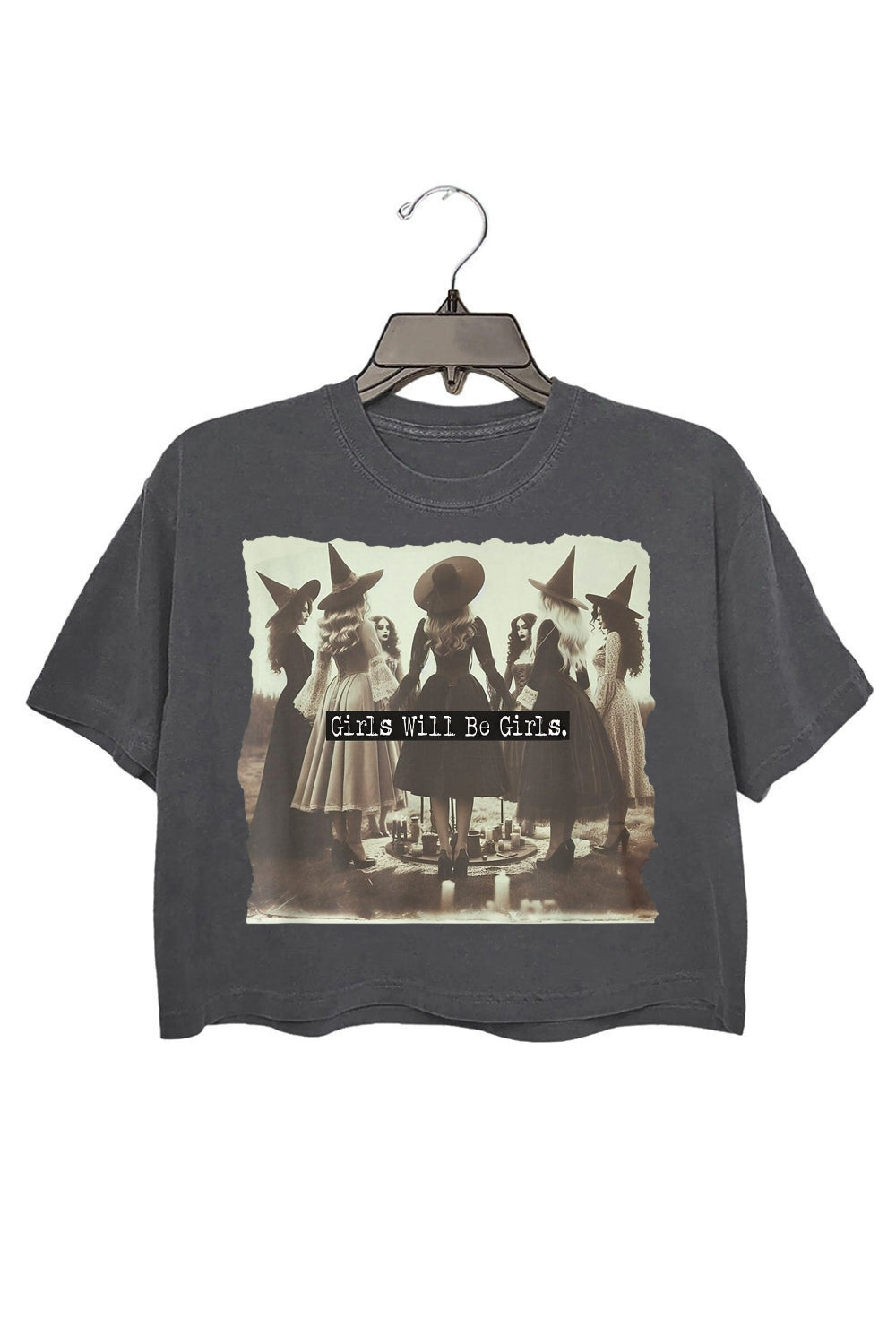 Girls Will Be Girls Themed Crop Tee for Women Witches Club