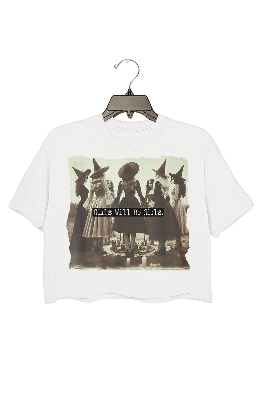 Girls Will Be Girls Themed Crop Tee for Women Witches Club