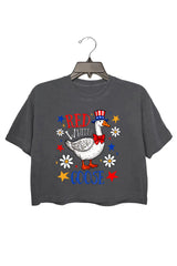 Goose Stars and Flowers Festival Crop Top For Women