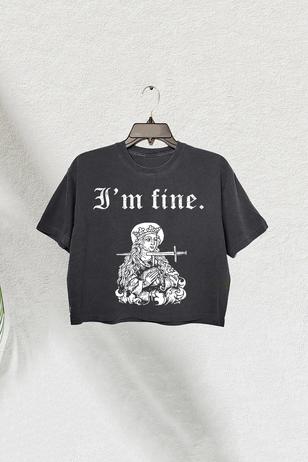 I'm Fine Cropped T-Shirt For Women Dark Humor Style