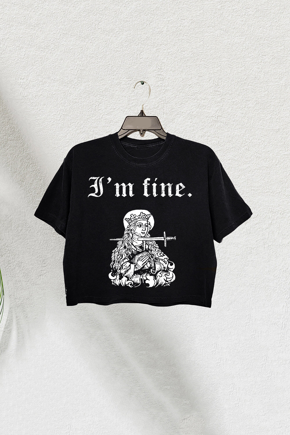I'm Fine Cropped T-Shirt For Women Dark Humor Style