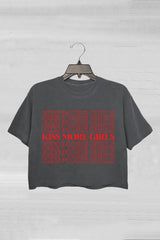 LGBTQ Gay Pride Women's Crop Tee Kiss More Girls Style