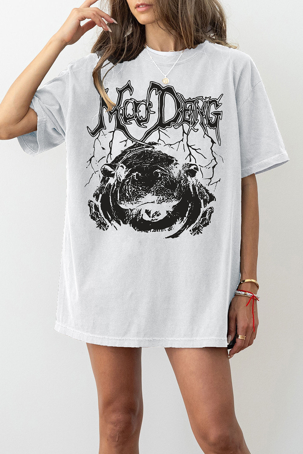 Moo Deng Metal Vibe Tee for Women