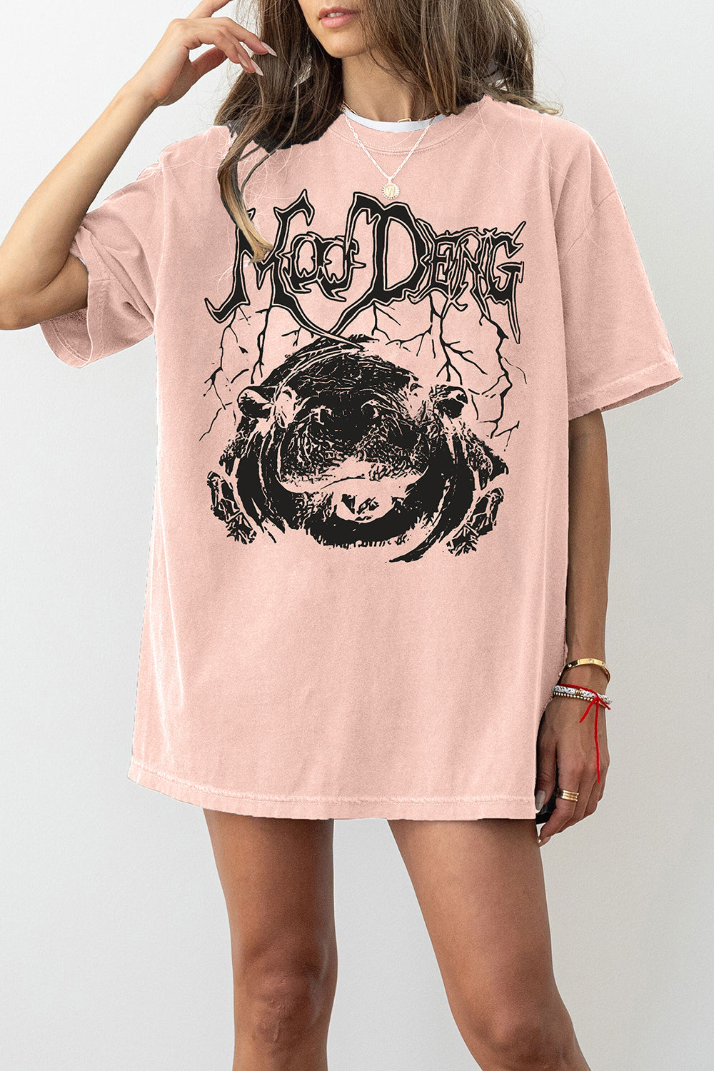 Moo Deng Metal Vibe Tee for Women