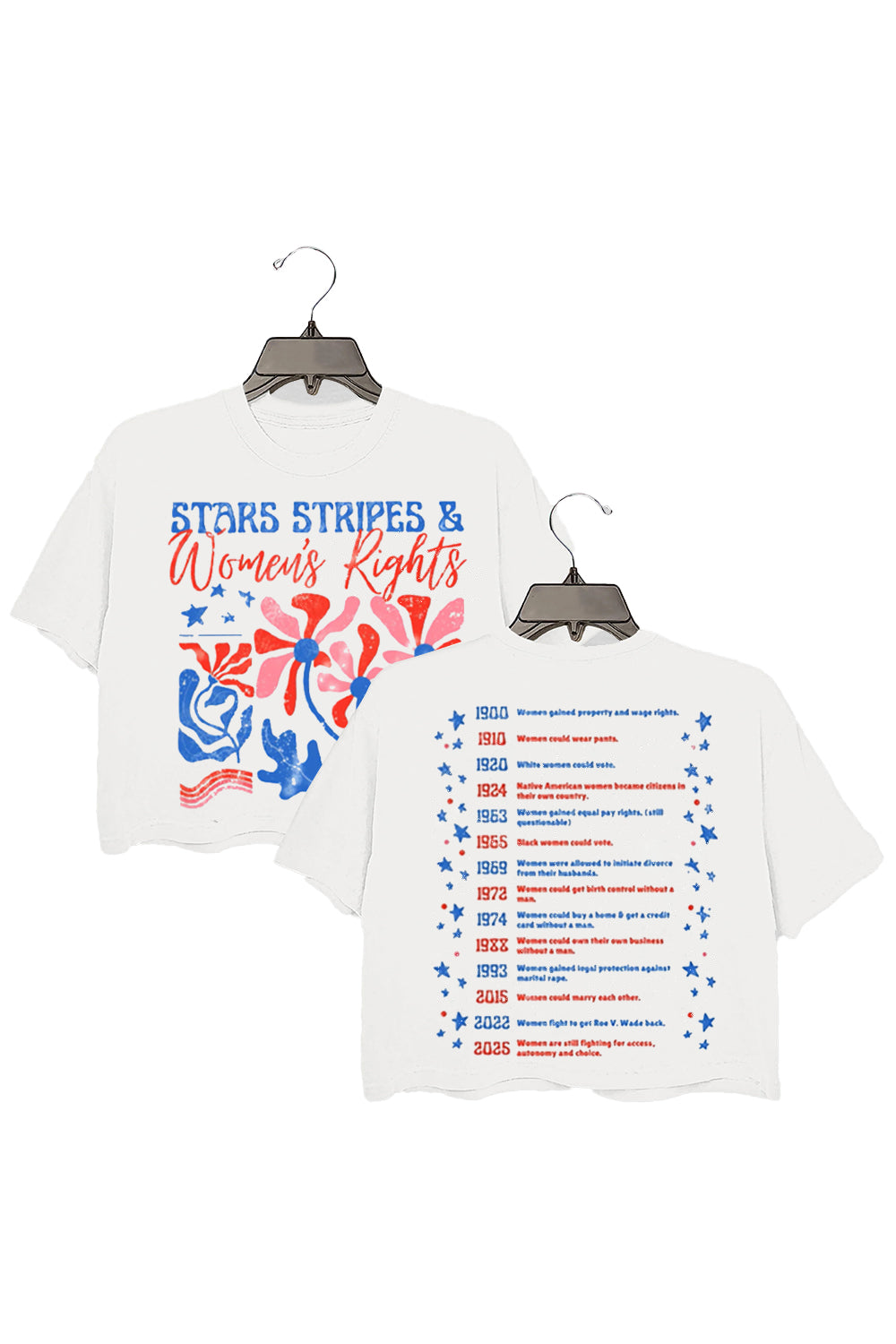 Stars Stripes And Women's Rights Teacher Two Sided Crop Top For Women