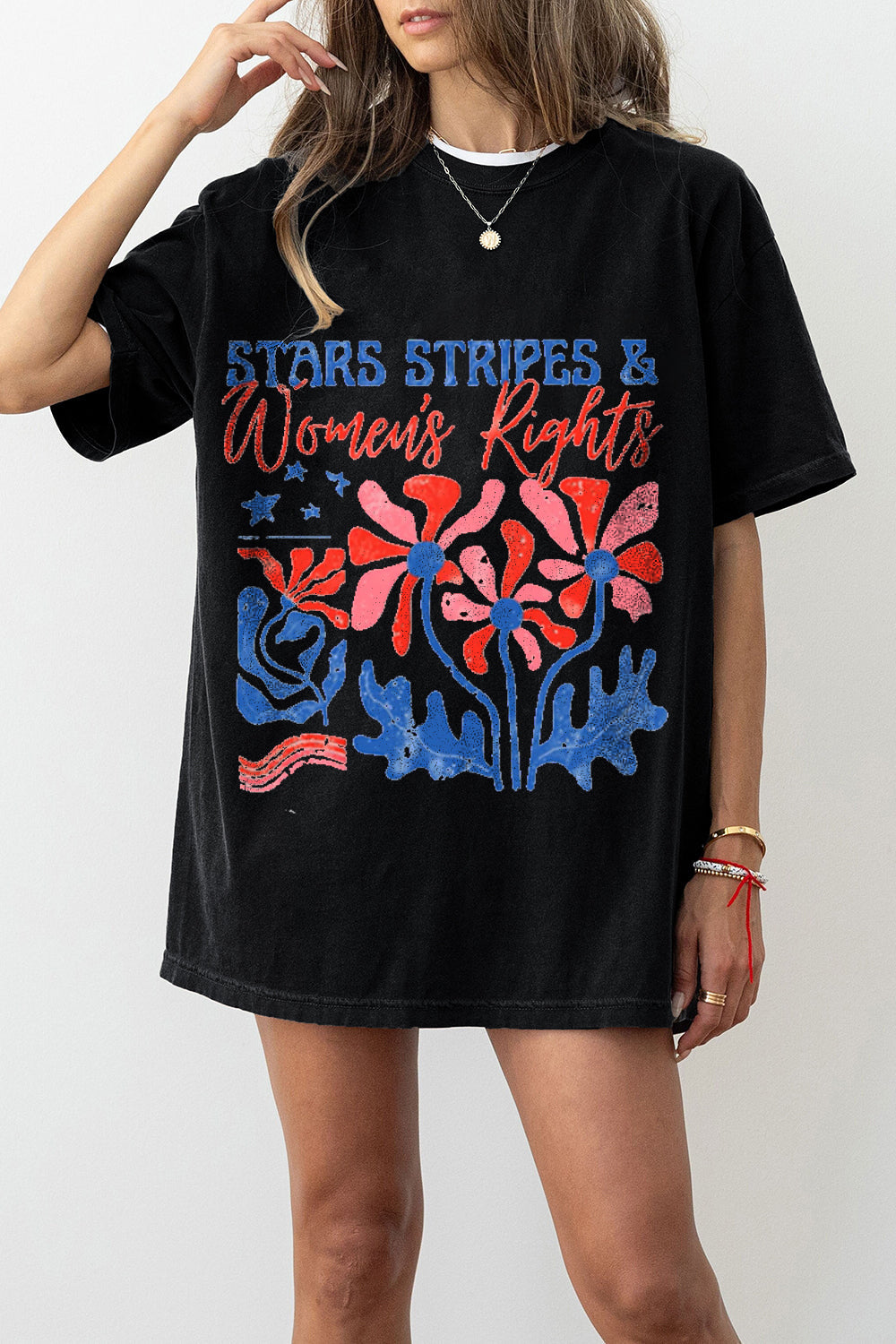 Stars Stripes And Women's Rights Teacher Two Sided Tee For Women