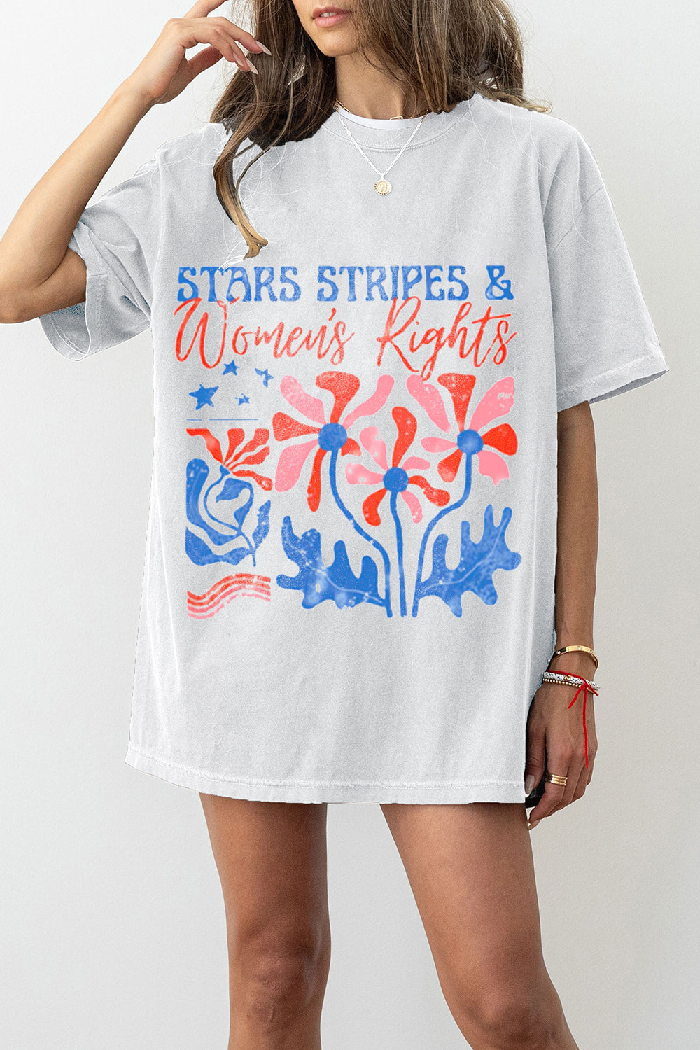 Stars Stripes And Women's Rights Teacher Two Sided Tee For Women
