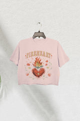 Vintage Fire-Heart Crop Tee for Women To Whatever End