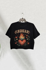 Vintage Fire-Heart Crop Tee for Women To Whatever End