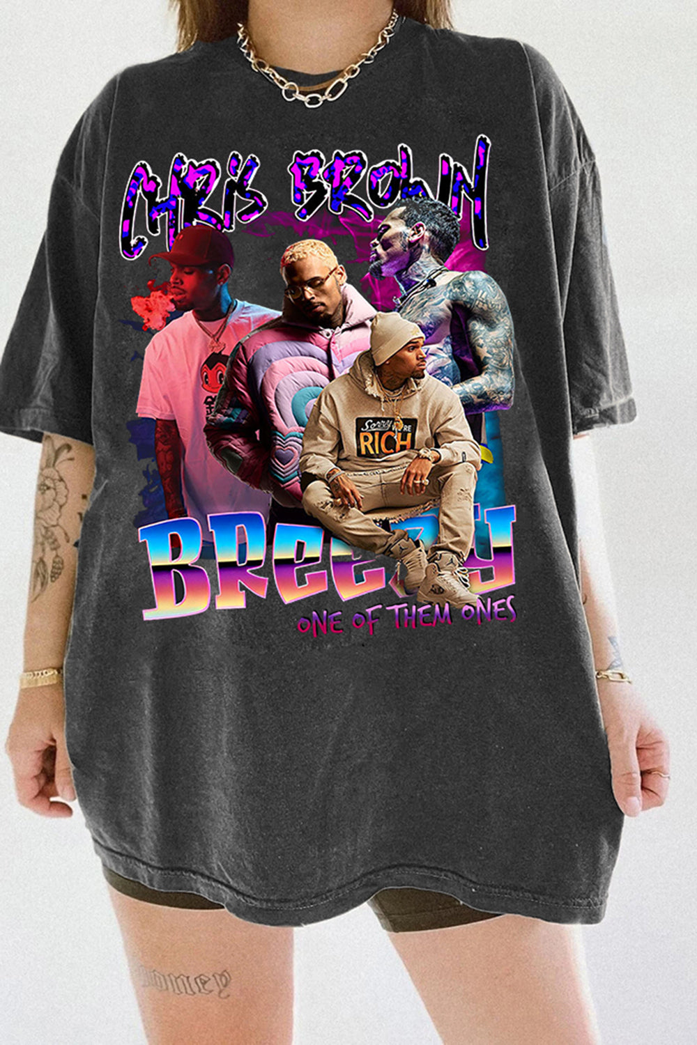 Women's Vintage-Style Chris Brown Graphic T-Shirt