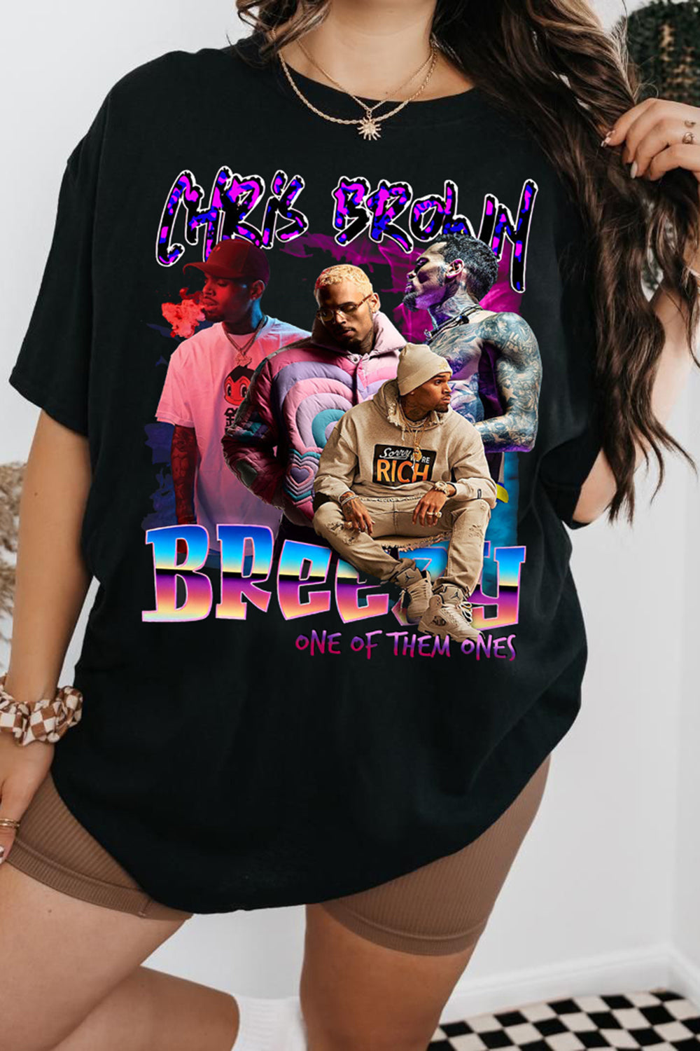 Women's Vintage-Style Chris Brown Graphic T-Shirt