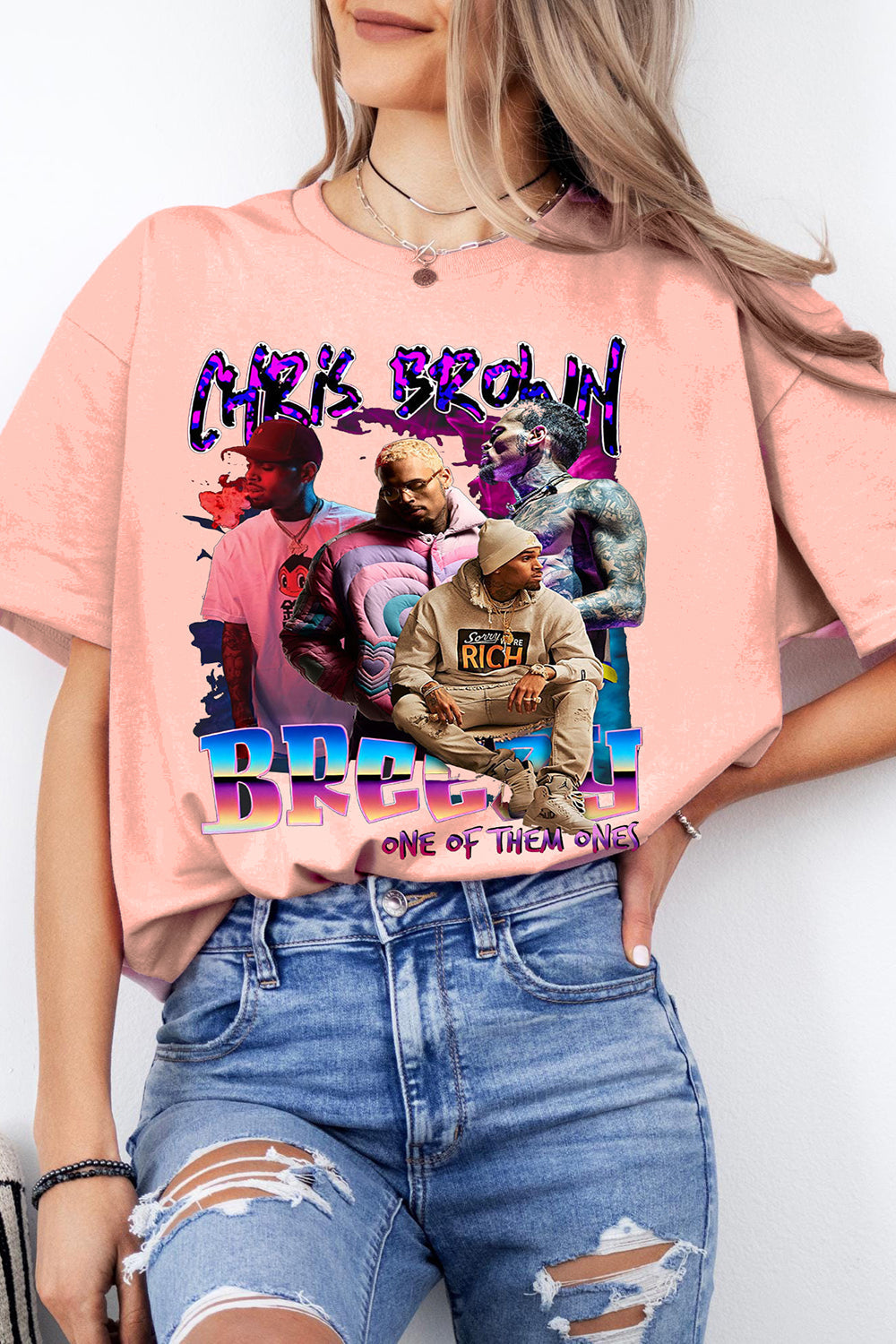 Women's Vintage-Style Chris Brown Graphic T-Shirt